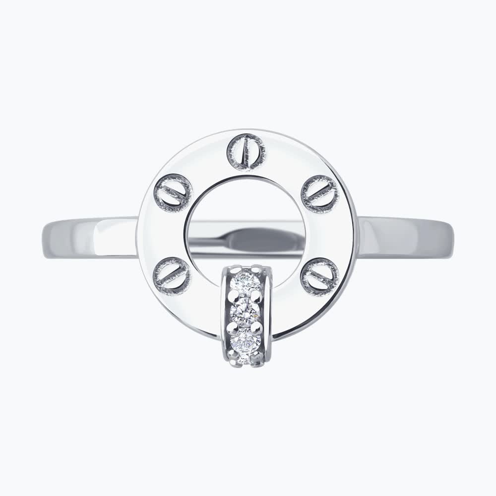 Sokolov silver ring with zirconia - image 2
