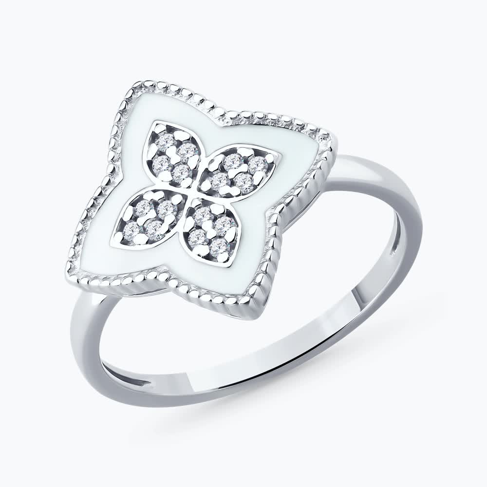 Sokolov silver ring with enamel and zirconia