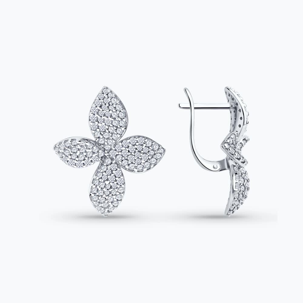 Sokolov silver earrings with zirconia - image 2