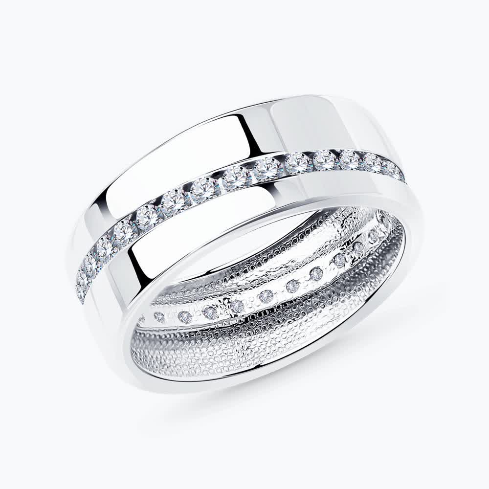 Verighetă Sokolov din argint cu zirconii