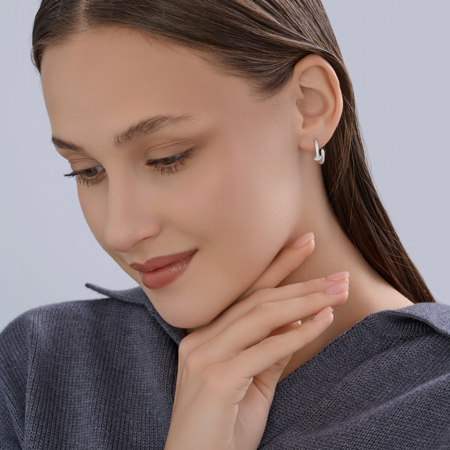 Cercei Sokolov din argint cu zirconii - image 4