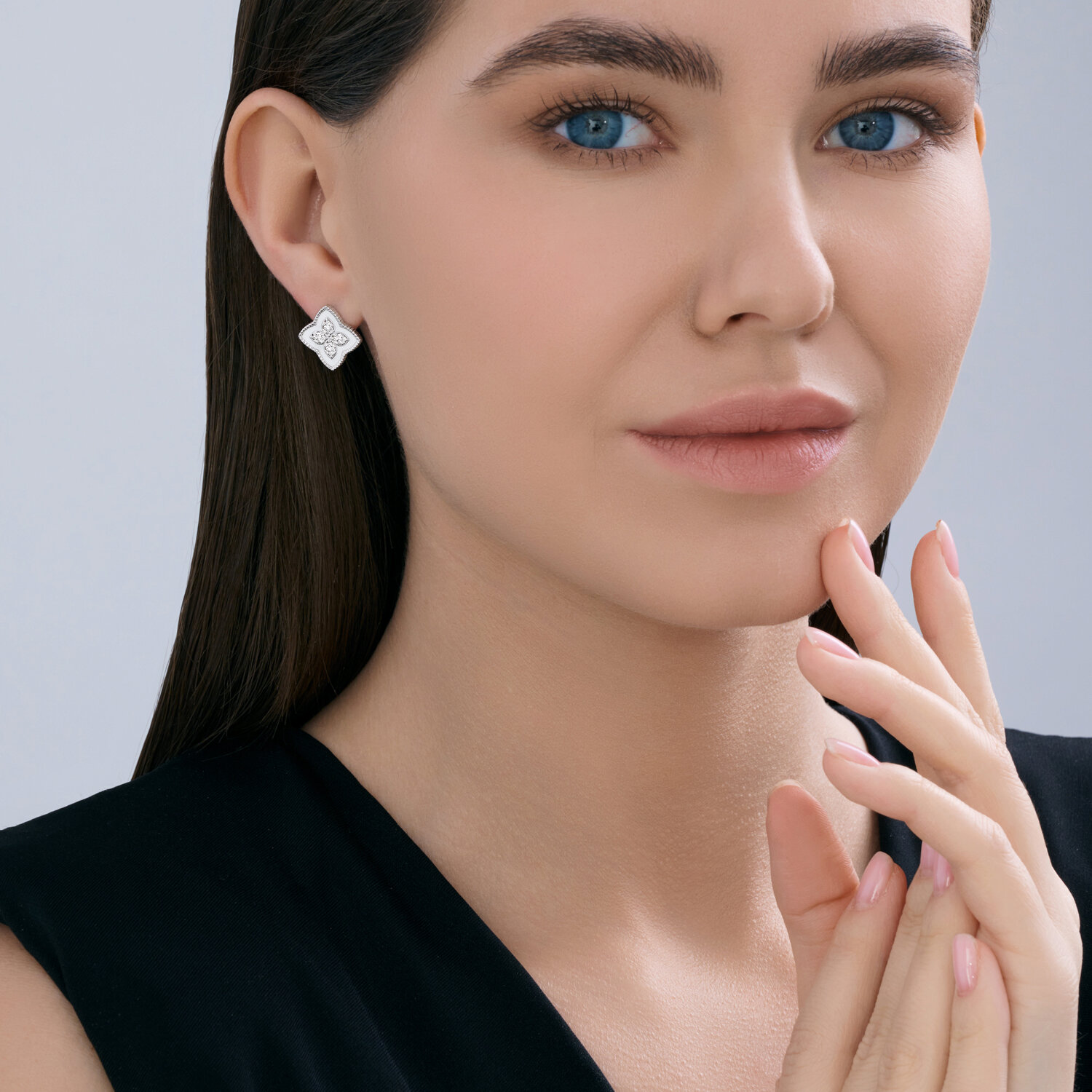 Cercei Sokolov din argint cu zirconiu și emal - image 3