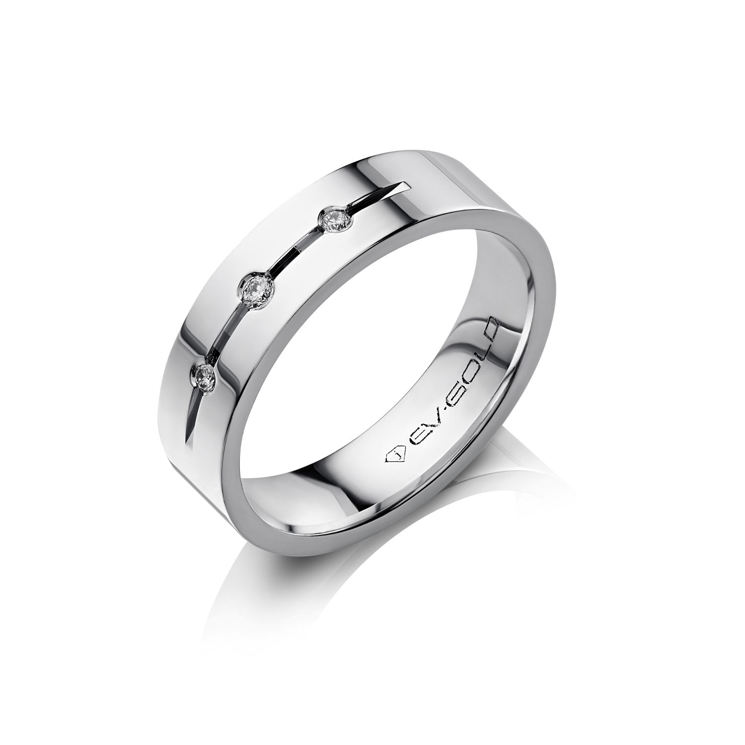 Обручальное кольцо EV GOLD из белого золота с бриллиантами
