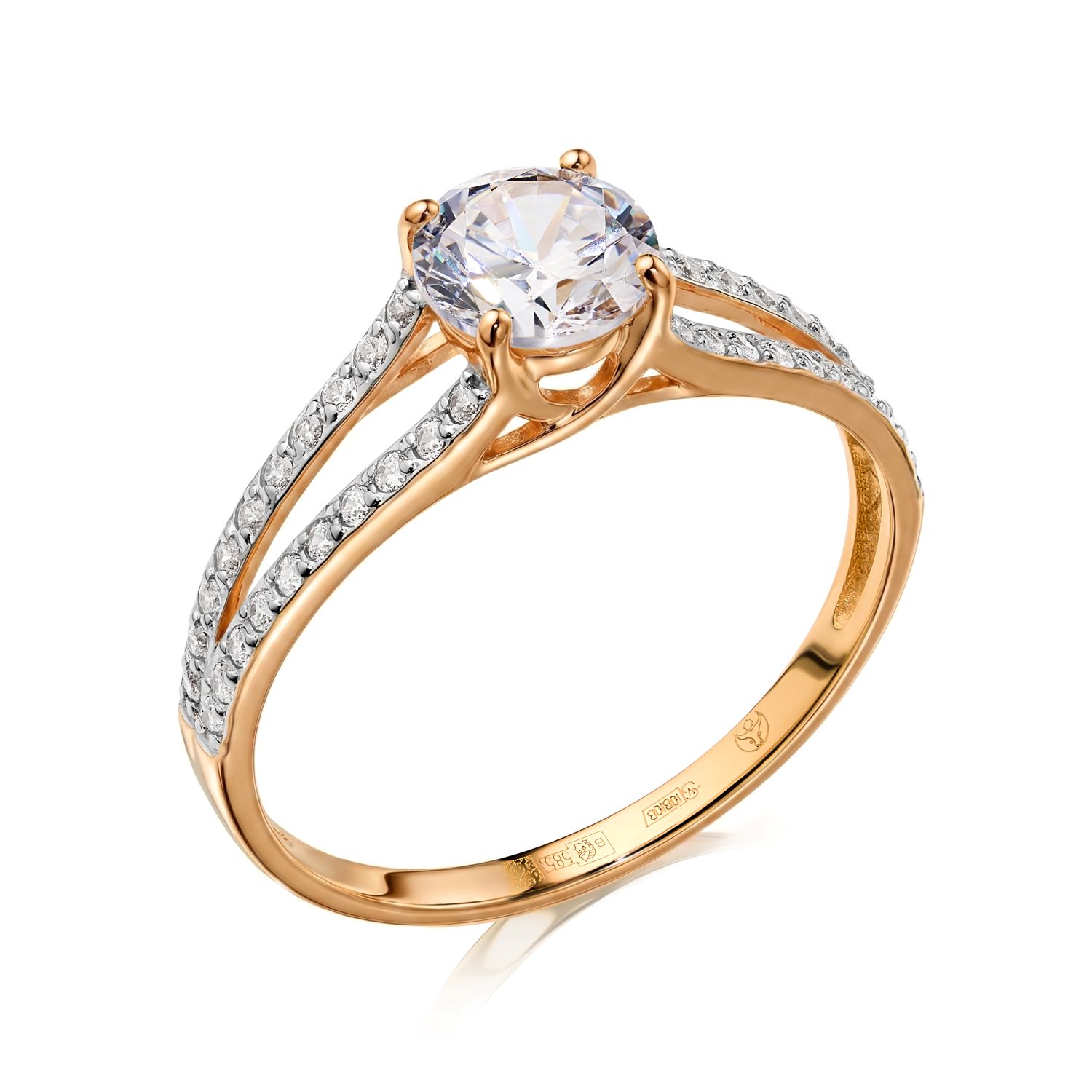 EVGOLD gold ring with zirconia
