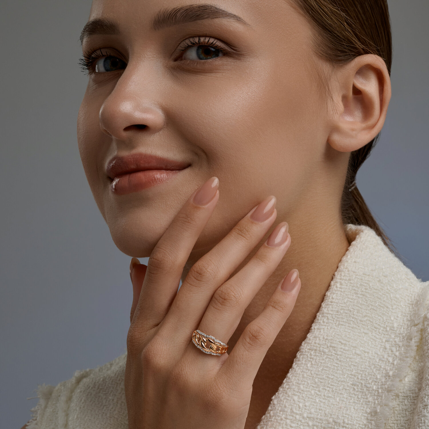Sokolov gold ring with zirconia - image 4