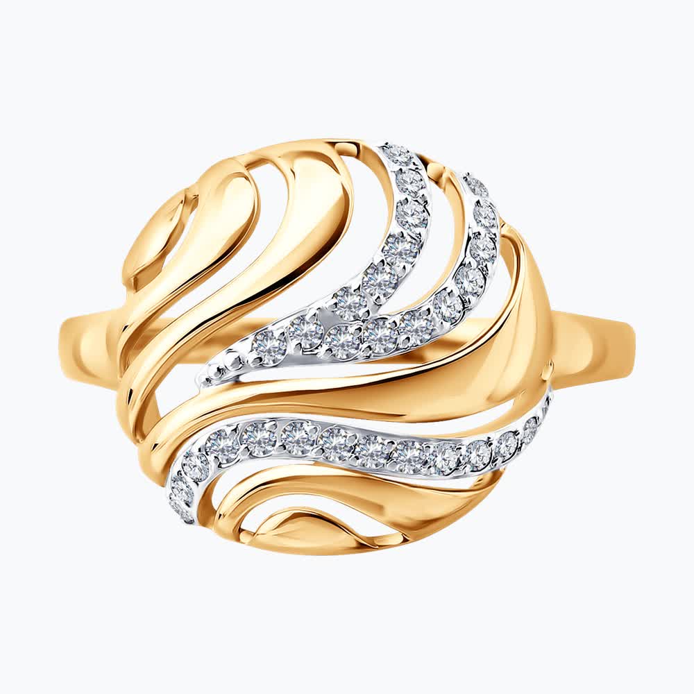 Sokolov gold ring with zirconia - image 2
