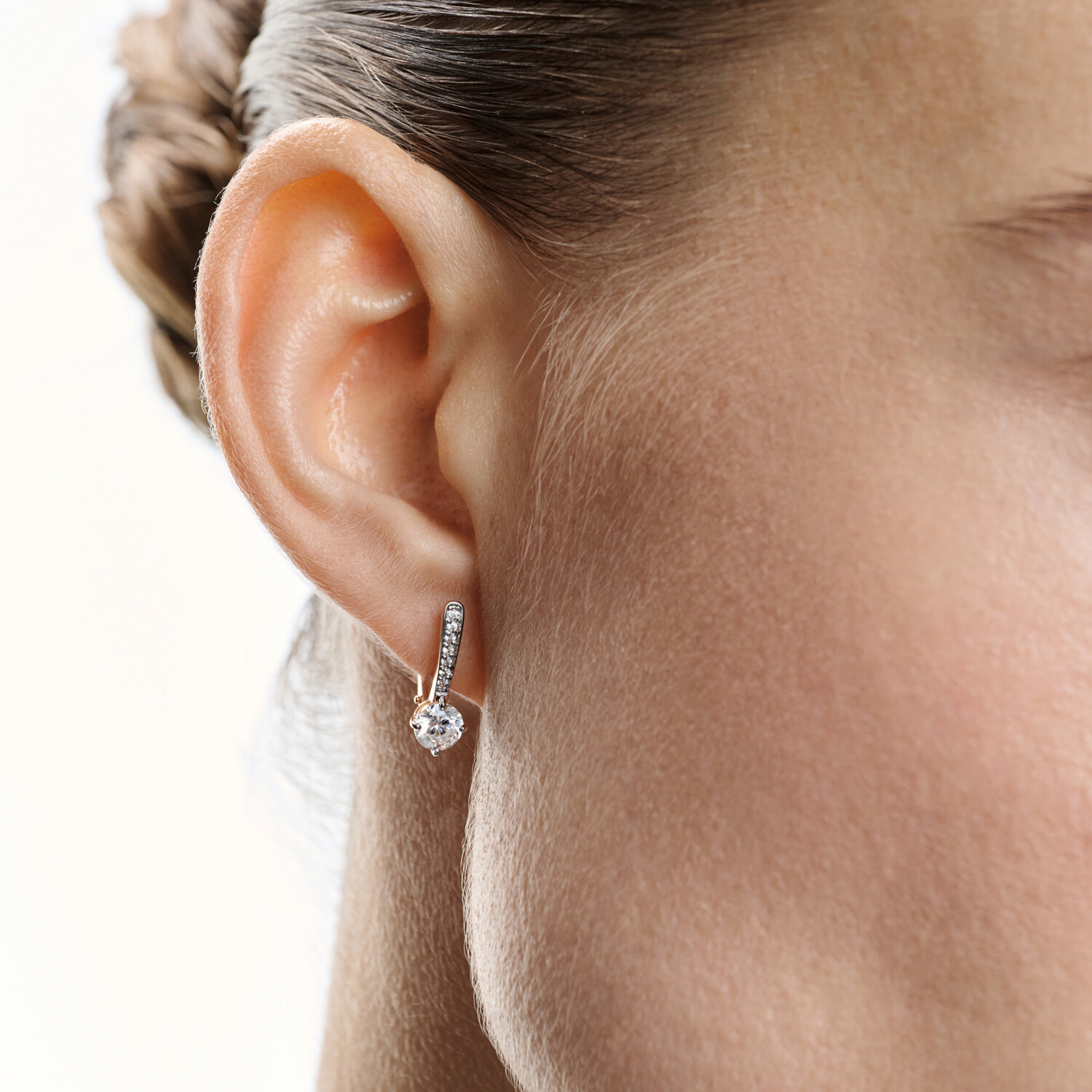 Gold Sokolov earrings with zirconia   - image 3