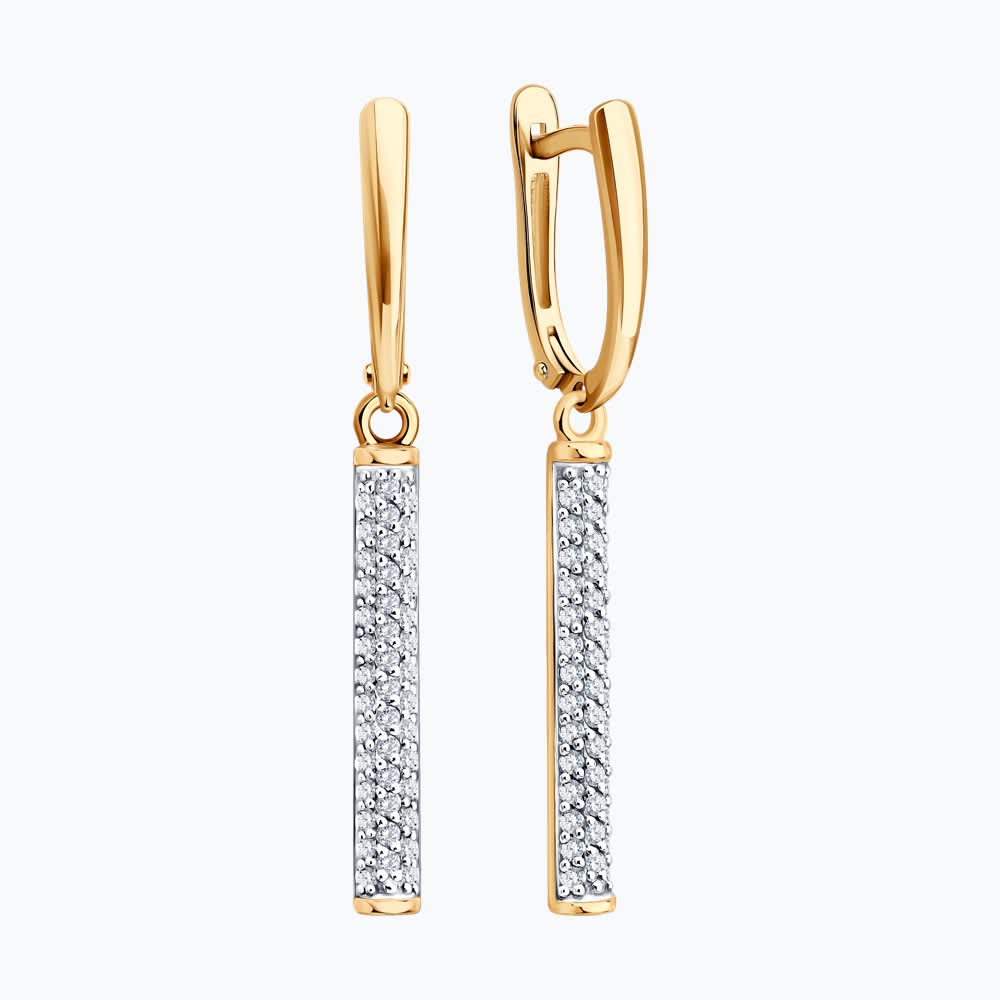 Sokolov gold earrings with zirconia - image 2