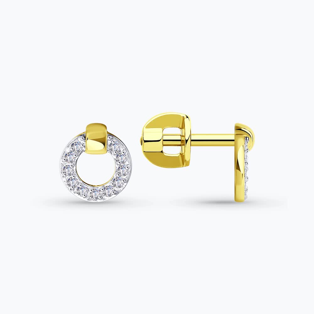 Yellow gold Sokolov earrings with zirconia