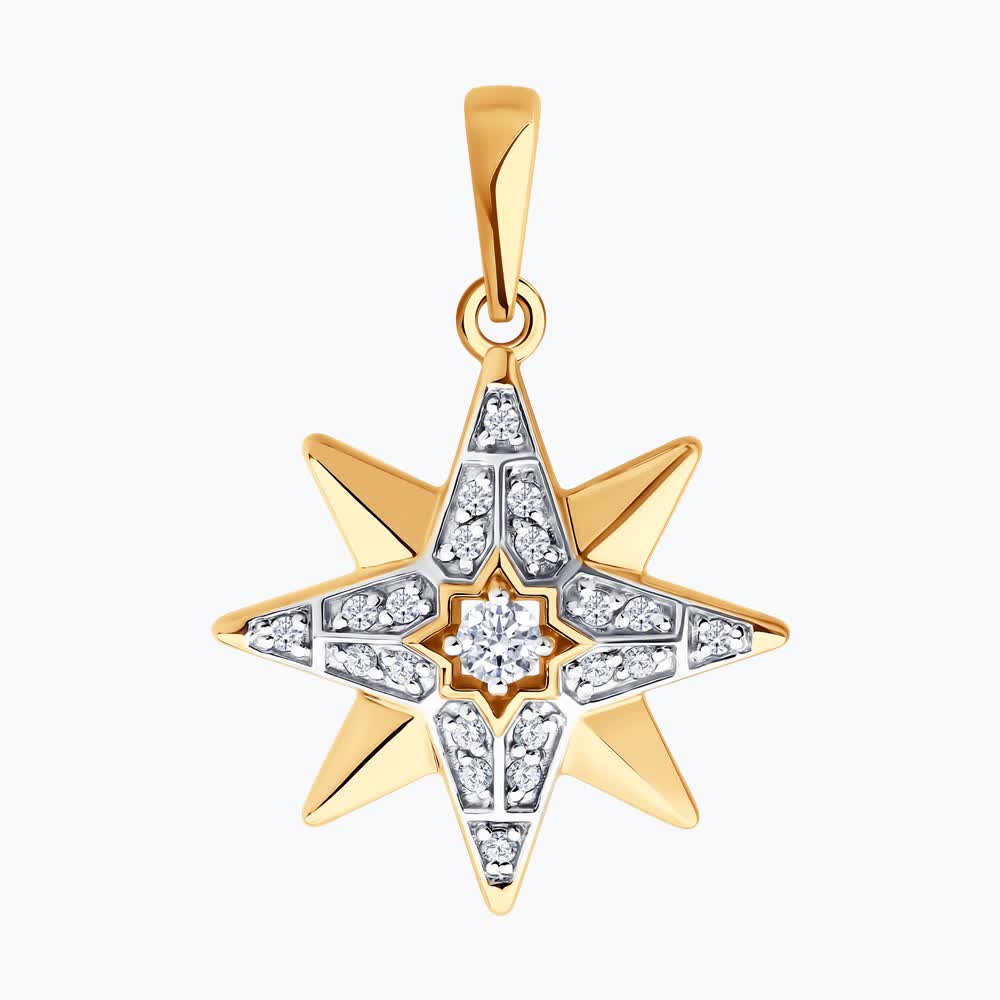 Gold Sokolov pendant with zirconia
