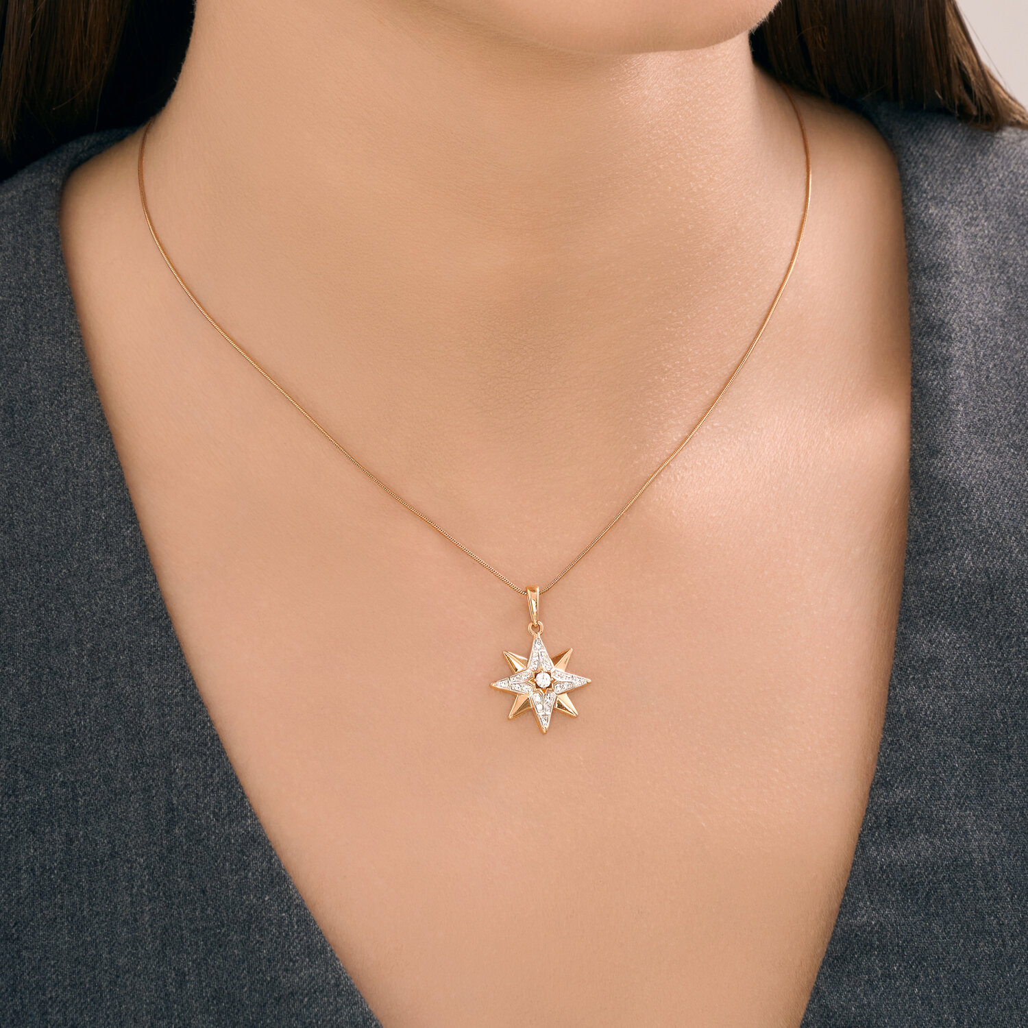 Gold Sokolov pendant with zirconia - image 3