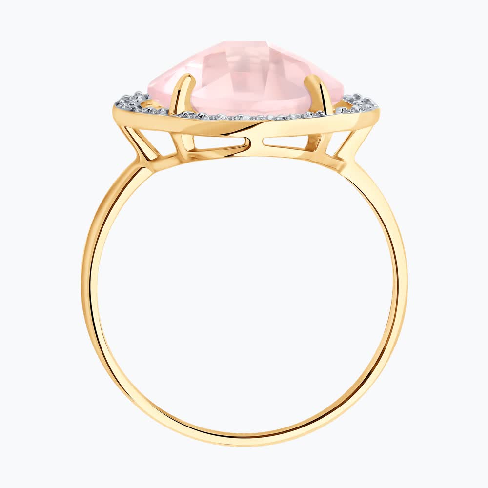 Sokolov gold ring with quartz and zirconia - image 3