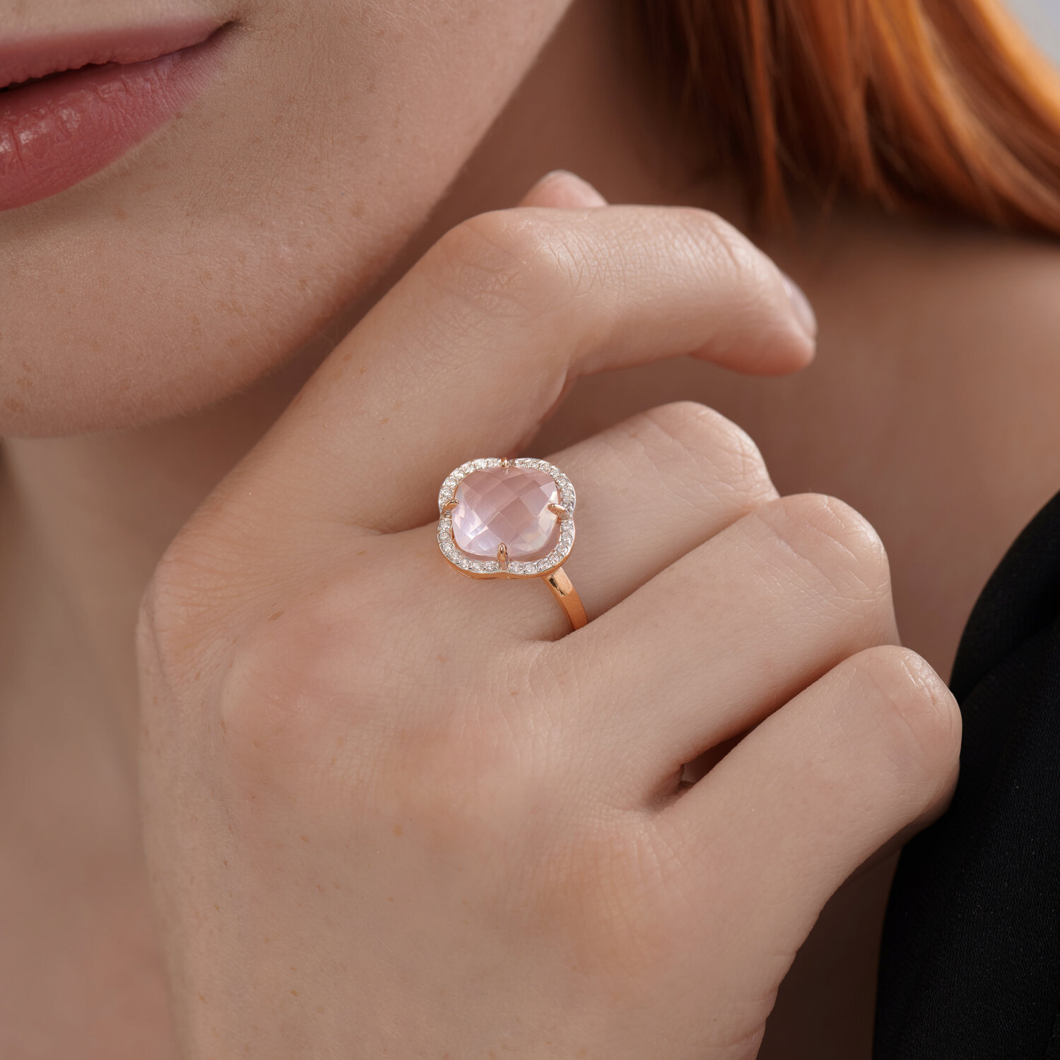 Sokolov gold ring with quartz and zirconia - image 4
