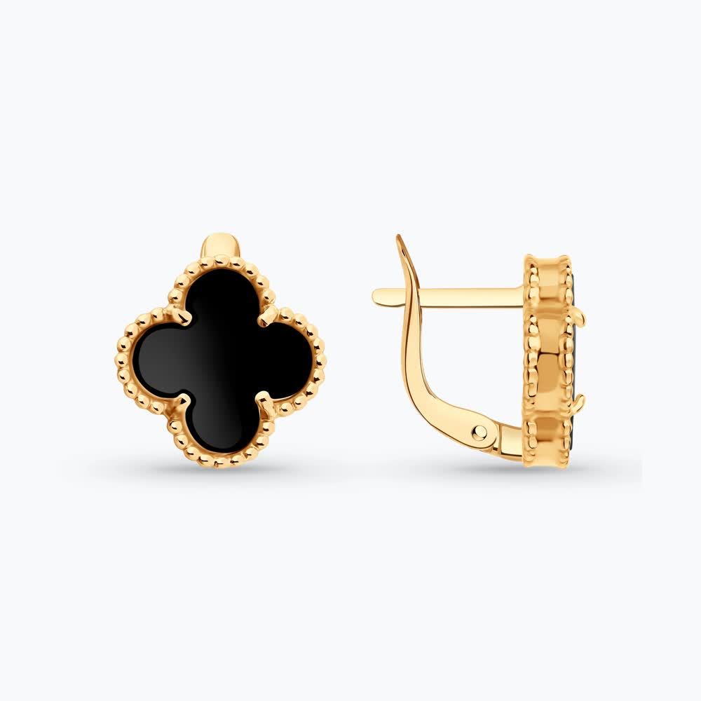 Sokolov gold earrings with onyx