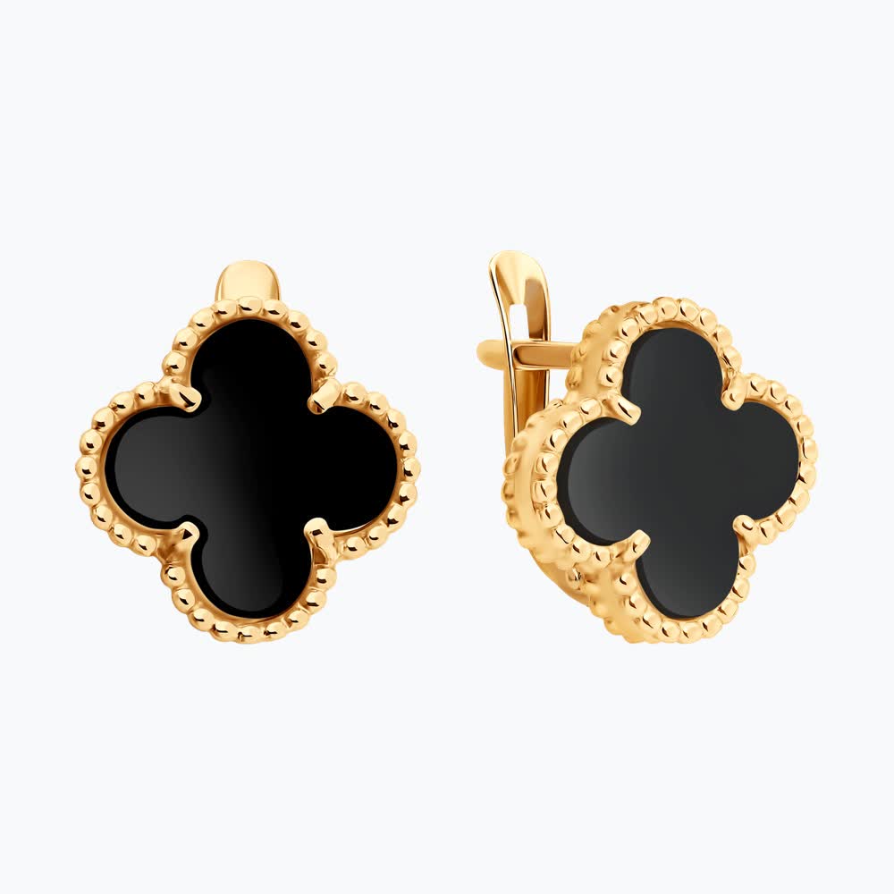 Sokolov gold earrings with onyx - image 2