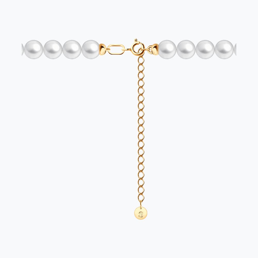 Sokolov gold necklace with pearls and zirconia - image 2