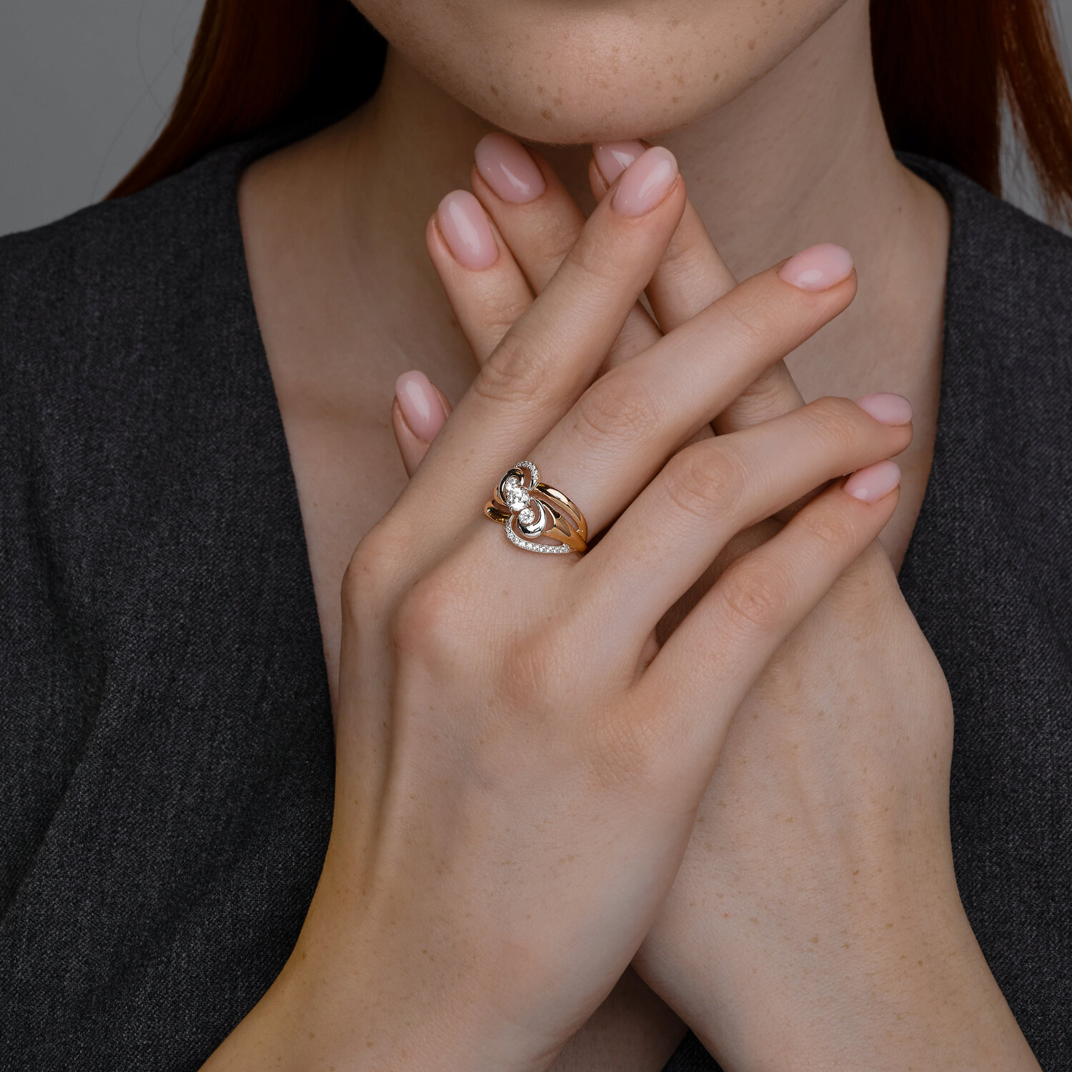 Кольцо Sokolov из золота с фианитами - image 3