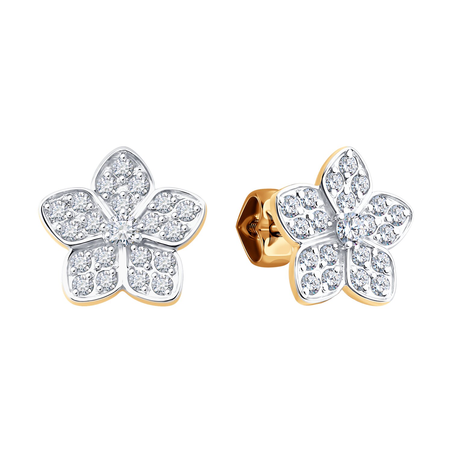 Gold Sokolov earrings with zirconia  