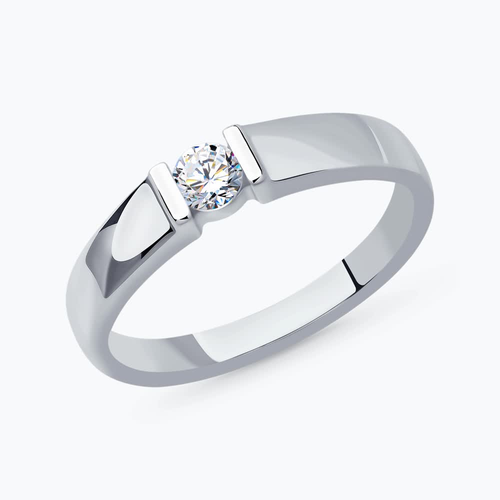 Inel Sokolov din aur alb cu diamante