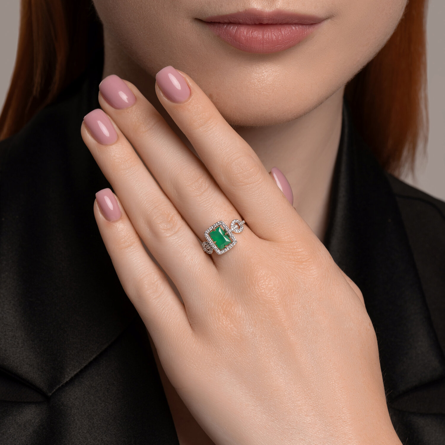 Кольцо Sokolov из золота с агатом и фианитами - image 3