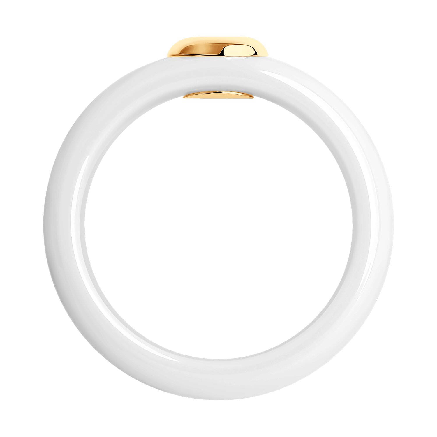 Sokolov white ceramic ring with gold and diamond - image 2