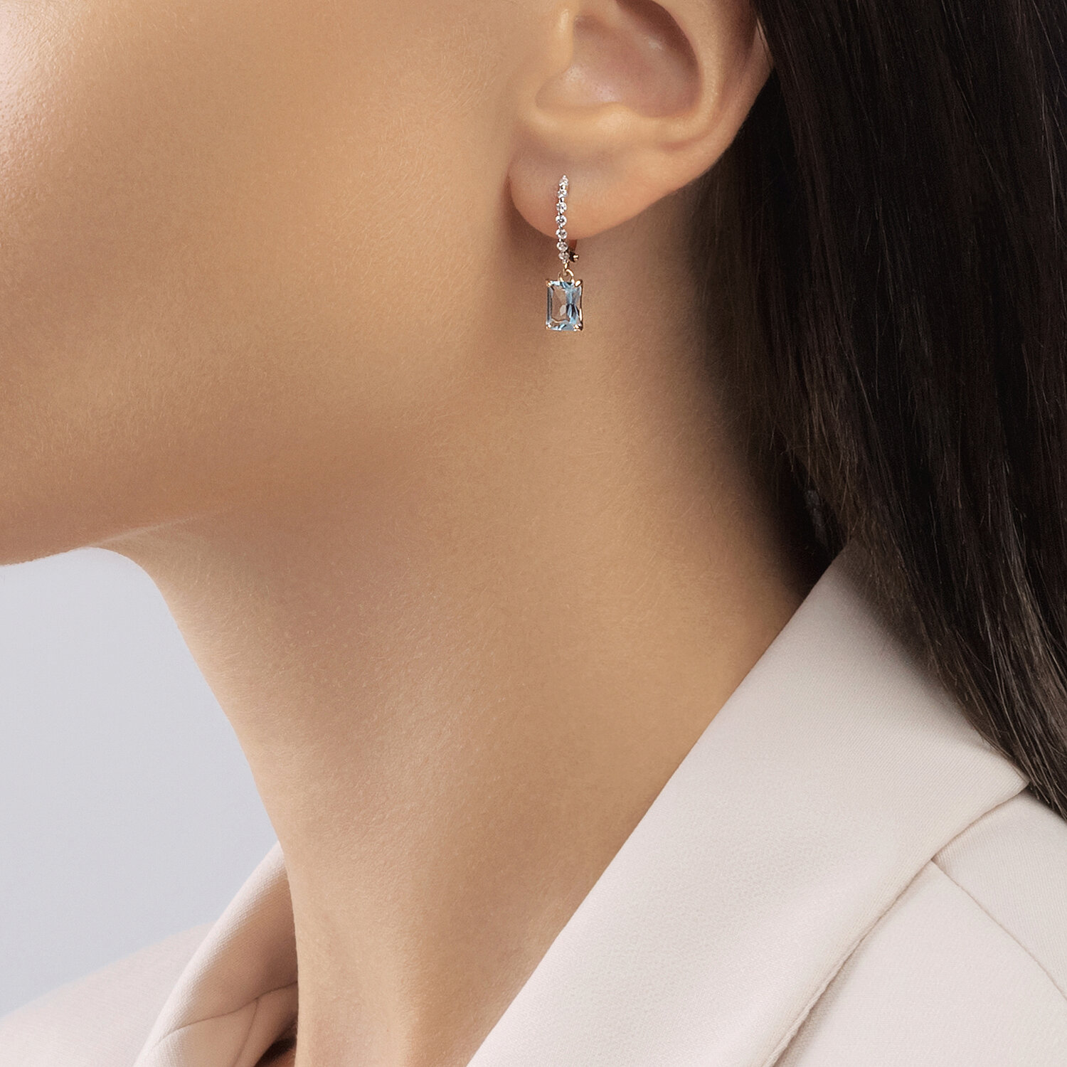 Cercei Sokolov din aur cu topaz si zirconiu - image 3