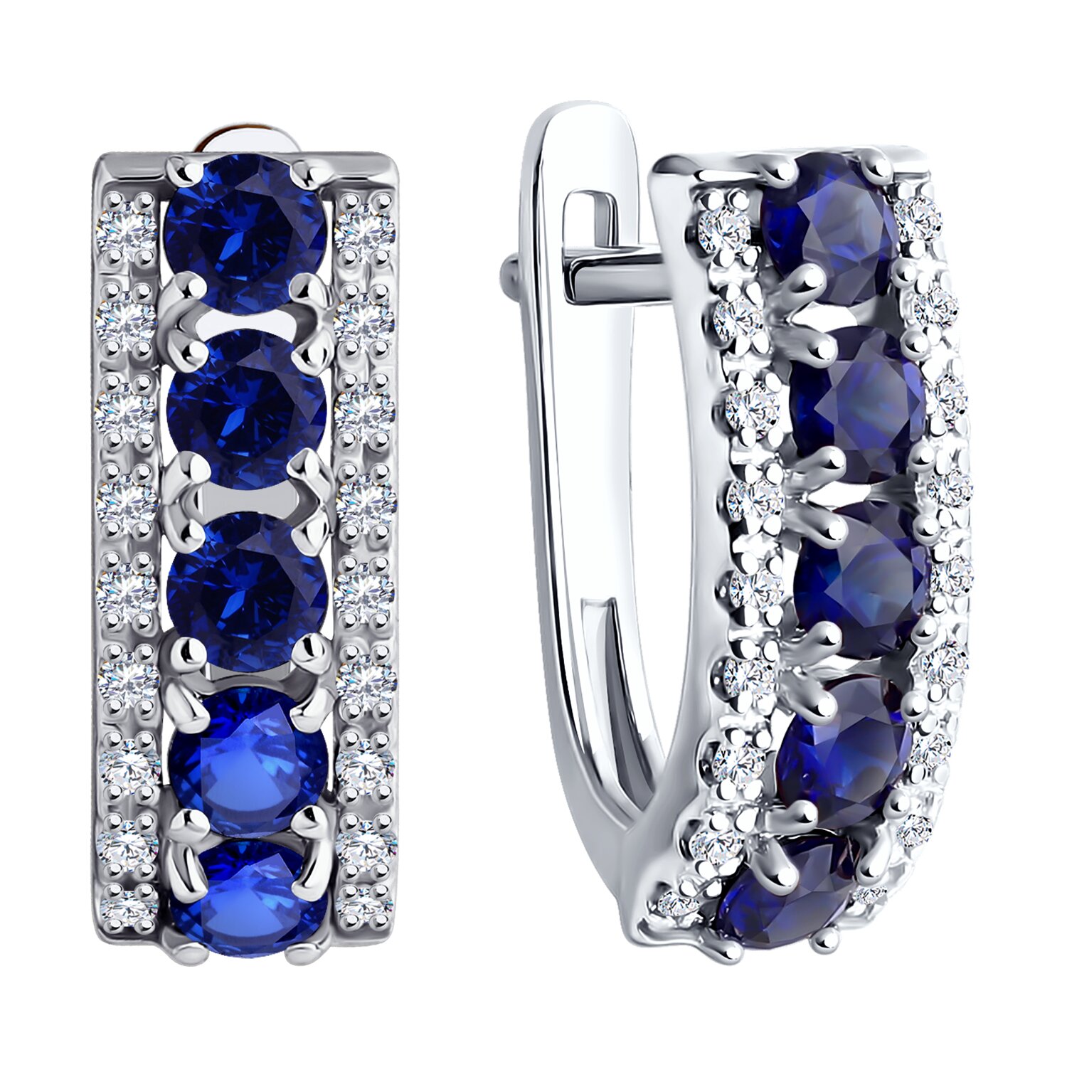 Sokolov white gold earrings with diamonds and corundum - image 2