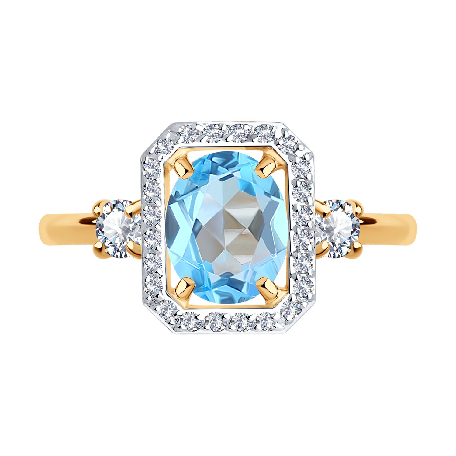 Кольцо Sokolov из золота с топазом и фианитами - image 2