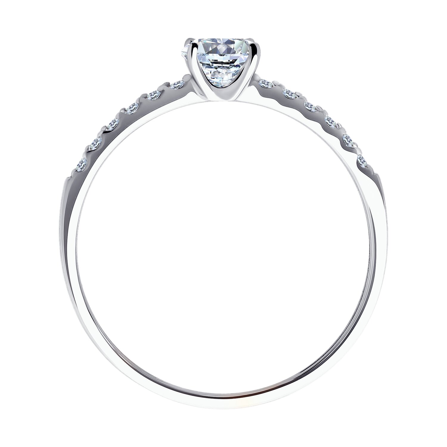 White gold Sokolov ring with zirconia