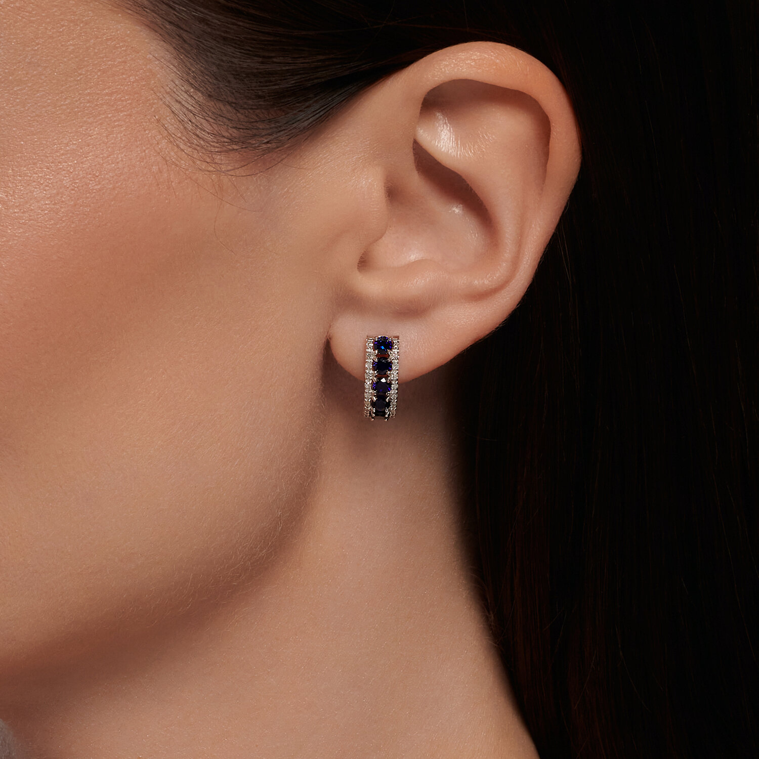 Sokolov white gold earrings with diamonds and corundum - image 3