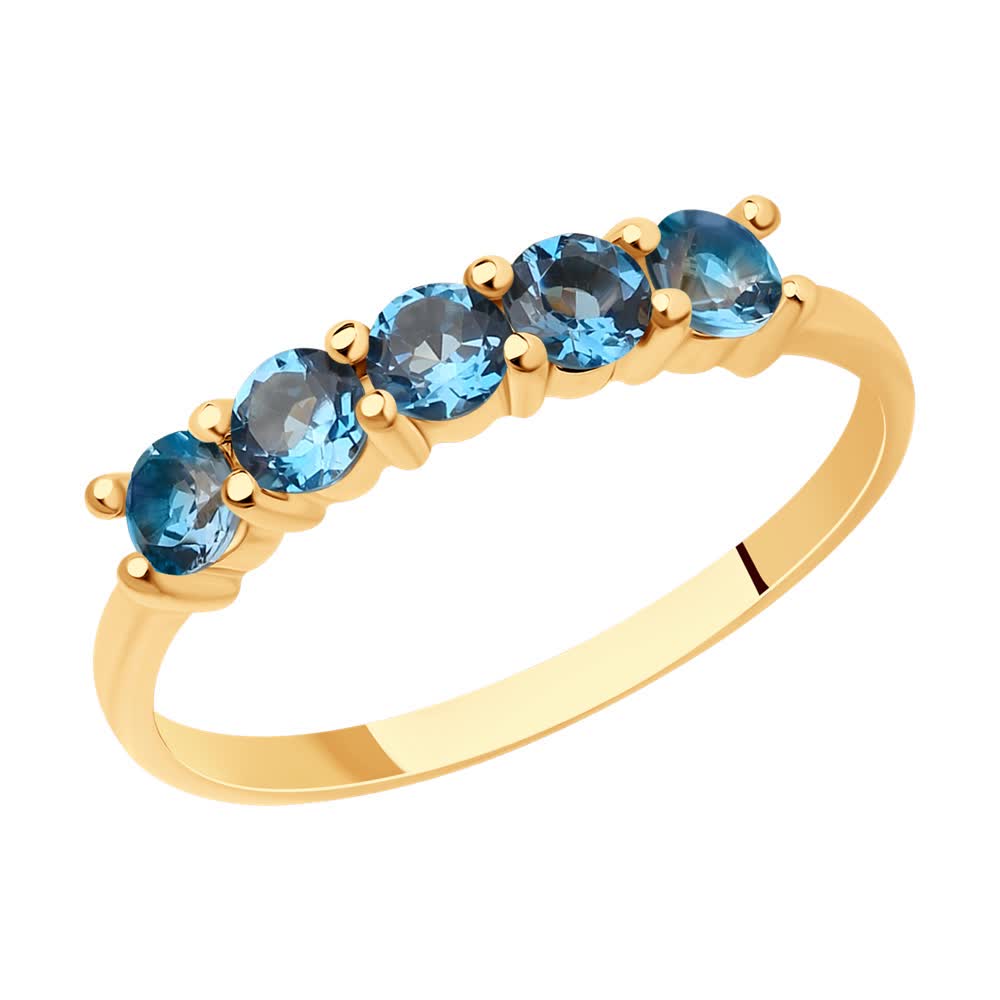 Inel Sokolov din aur cu topaze