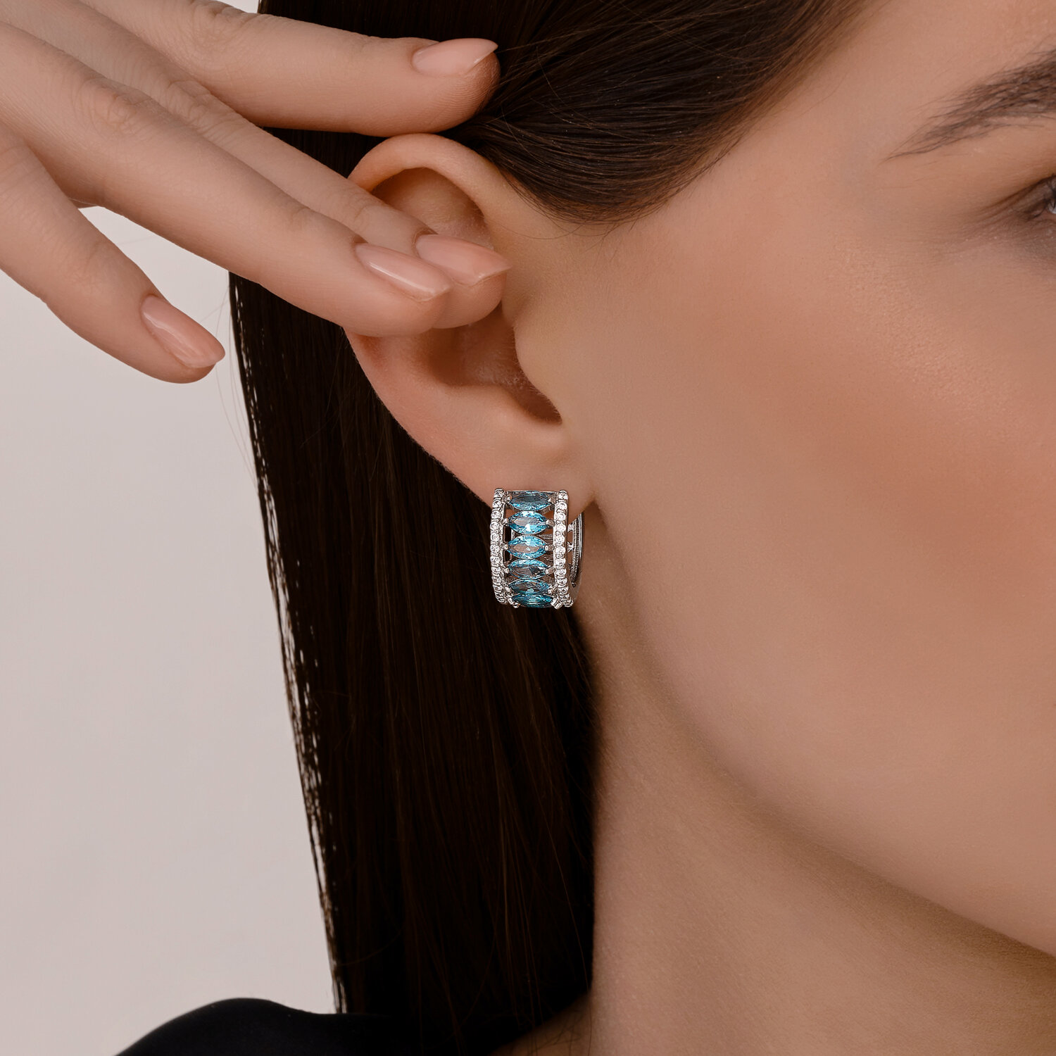 Cercei Sokolov din argint cu sitale si zirconii - image 3