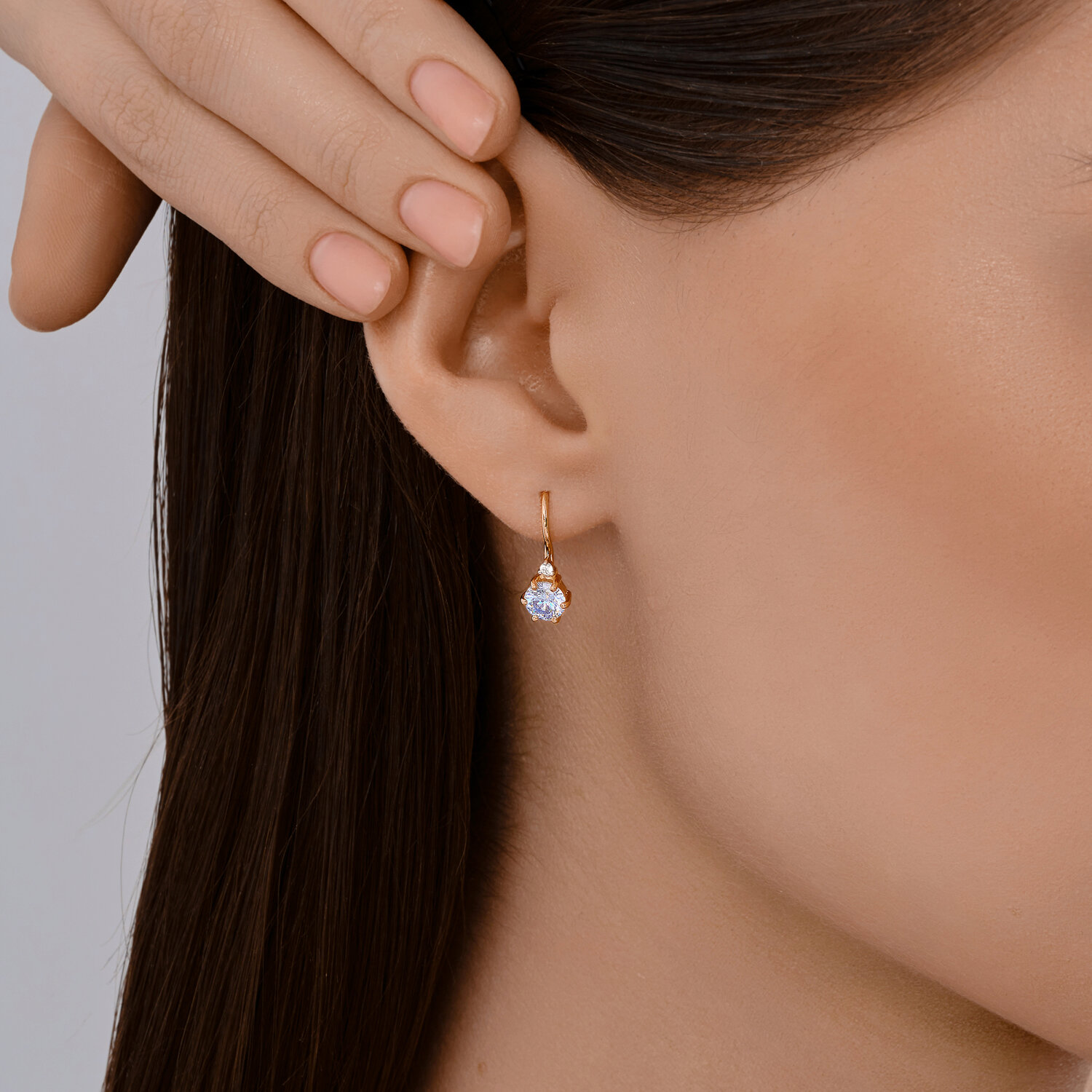 Cercei Sokolov din aur cu zirconii - image 3