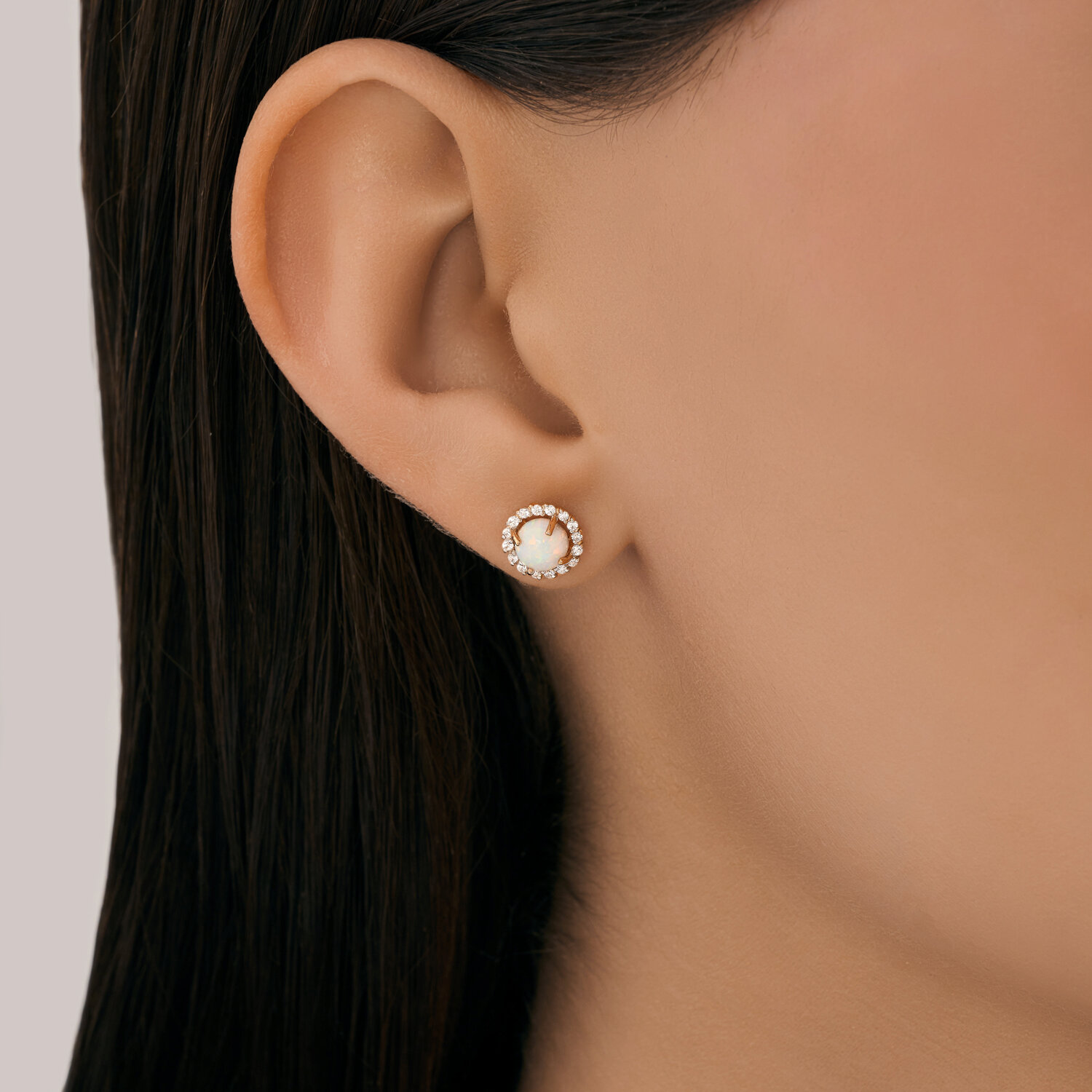 Cercei Sokolov din aur cu opal si zirconii - image 3