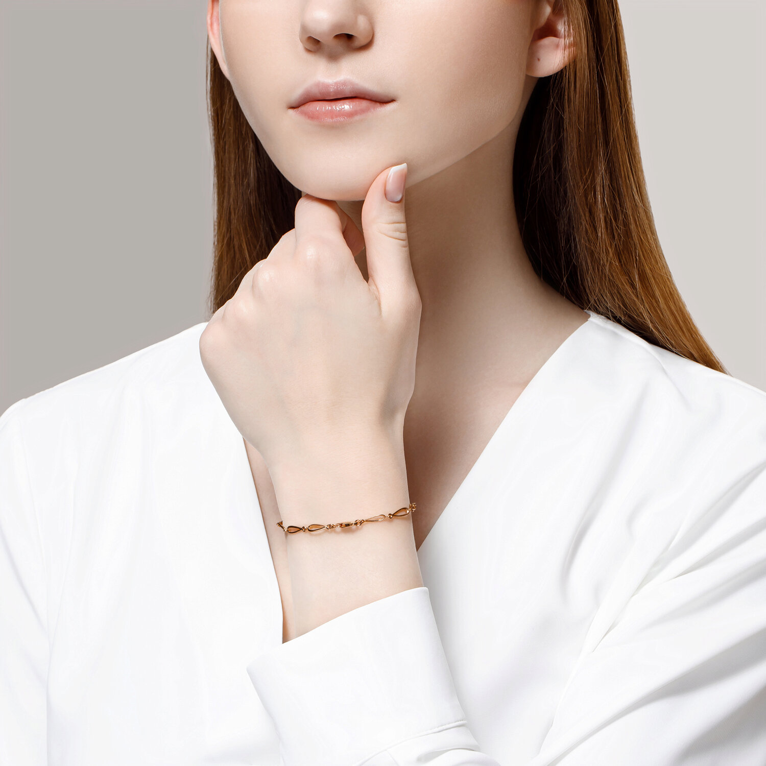 Brățară Sokolov din aur cu perle cu zirconii - image 4