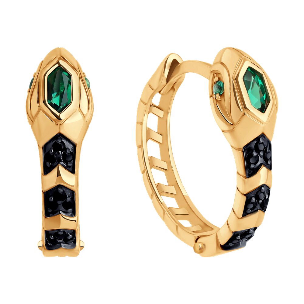 Серьги Sokolov из золота со шпинелью и изумрудами - image 2