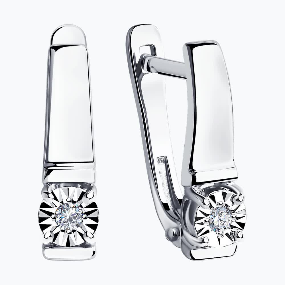 Серьги Sokolov из белого золота с бриллиантами - image 2