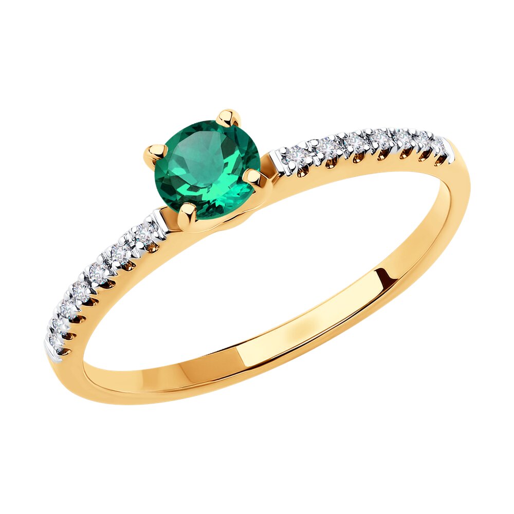 Кольцо Sokolov из золота с изумрудом и бриллиантами