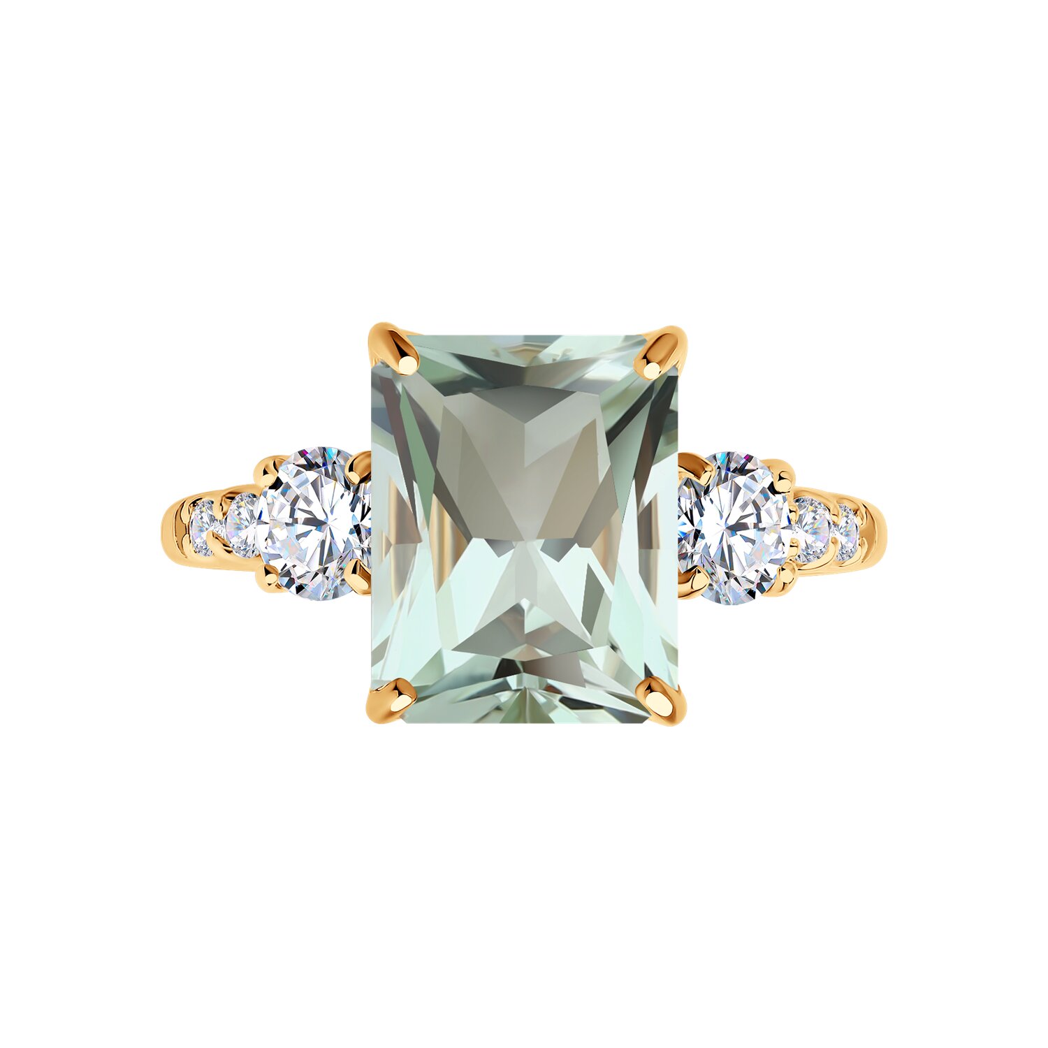 Кольцо Sokolov из золота с празиолитом и фианитами - image 3