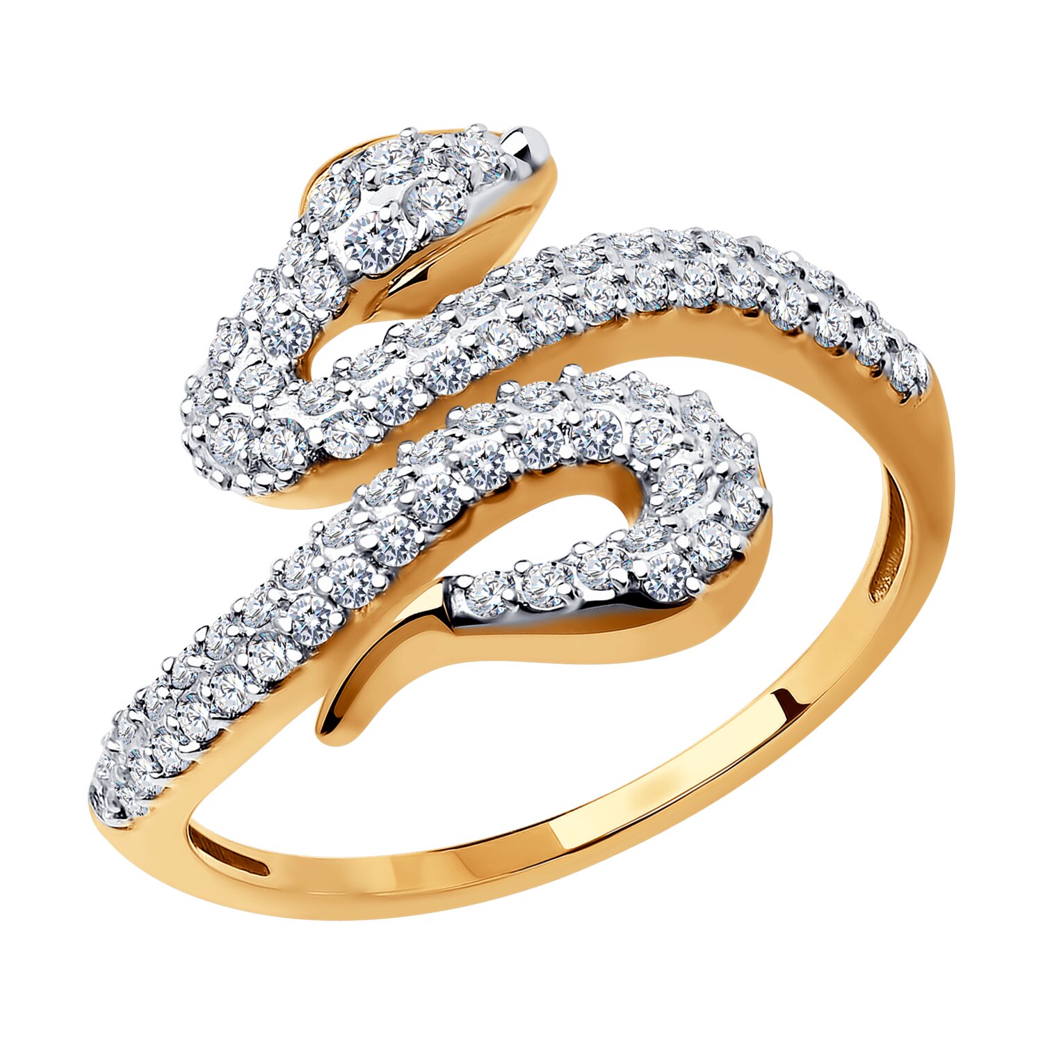 Inel Sokolov din aur cu zirconii