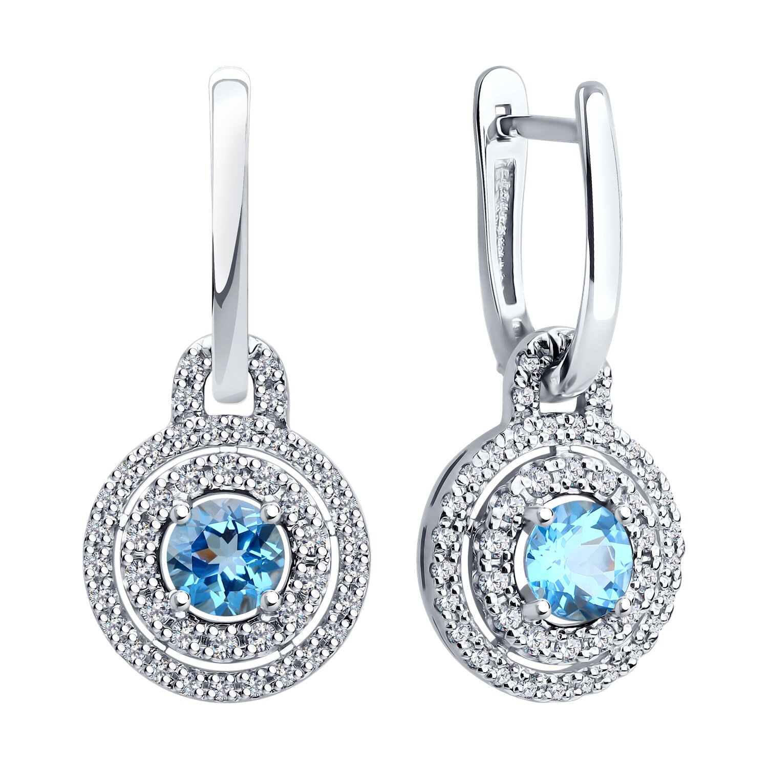 Серьги Sokolov из белого золота с топазами и фианитами - image 2