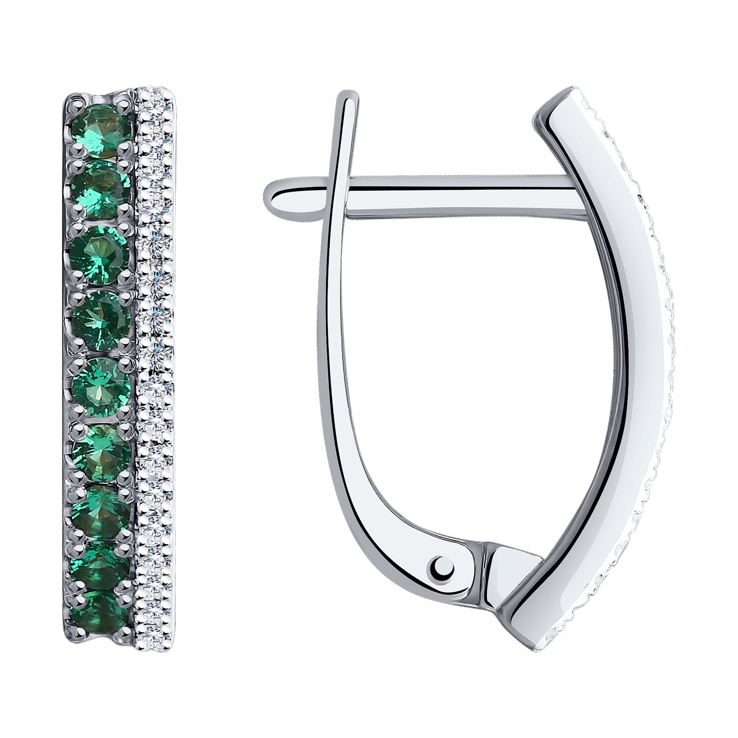 Серьги Sokolov из белого золота с бриллиантами и изумрудами