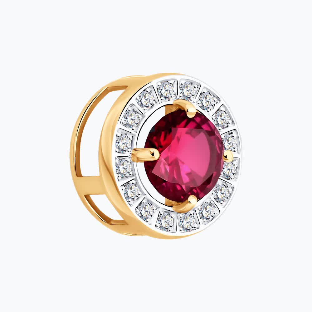 Sokolov gold pendant with diamonds and ruby - image 2