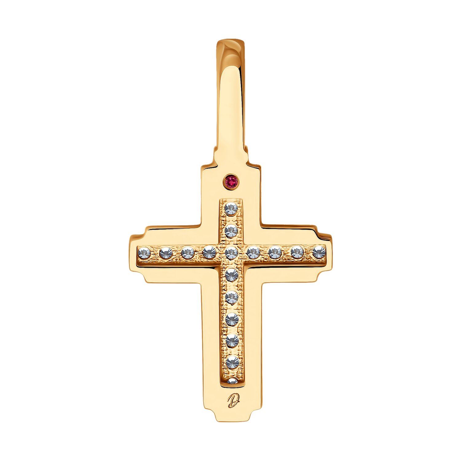 Подвеска Sokolov из золота с бриллиантом выращенным и рубином - image 2