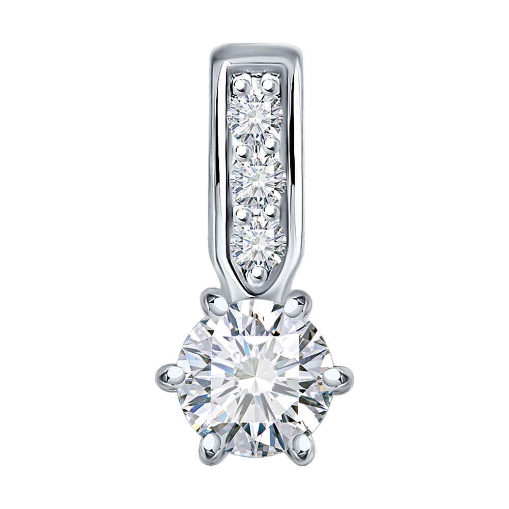 Подвеска Sokolov из белого золота с бриллиантом выращенным и рубином