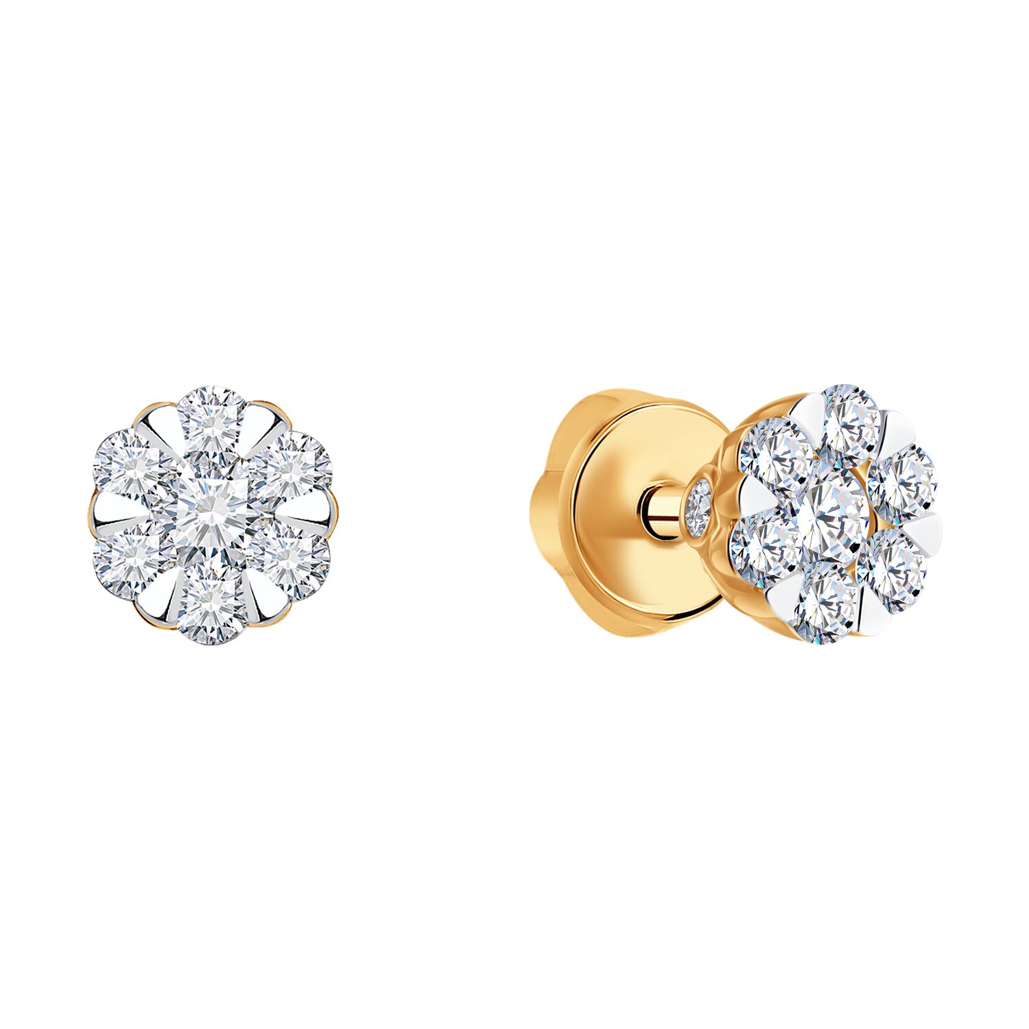 Sokolov gold earrings with diamonds - image 2