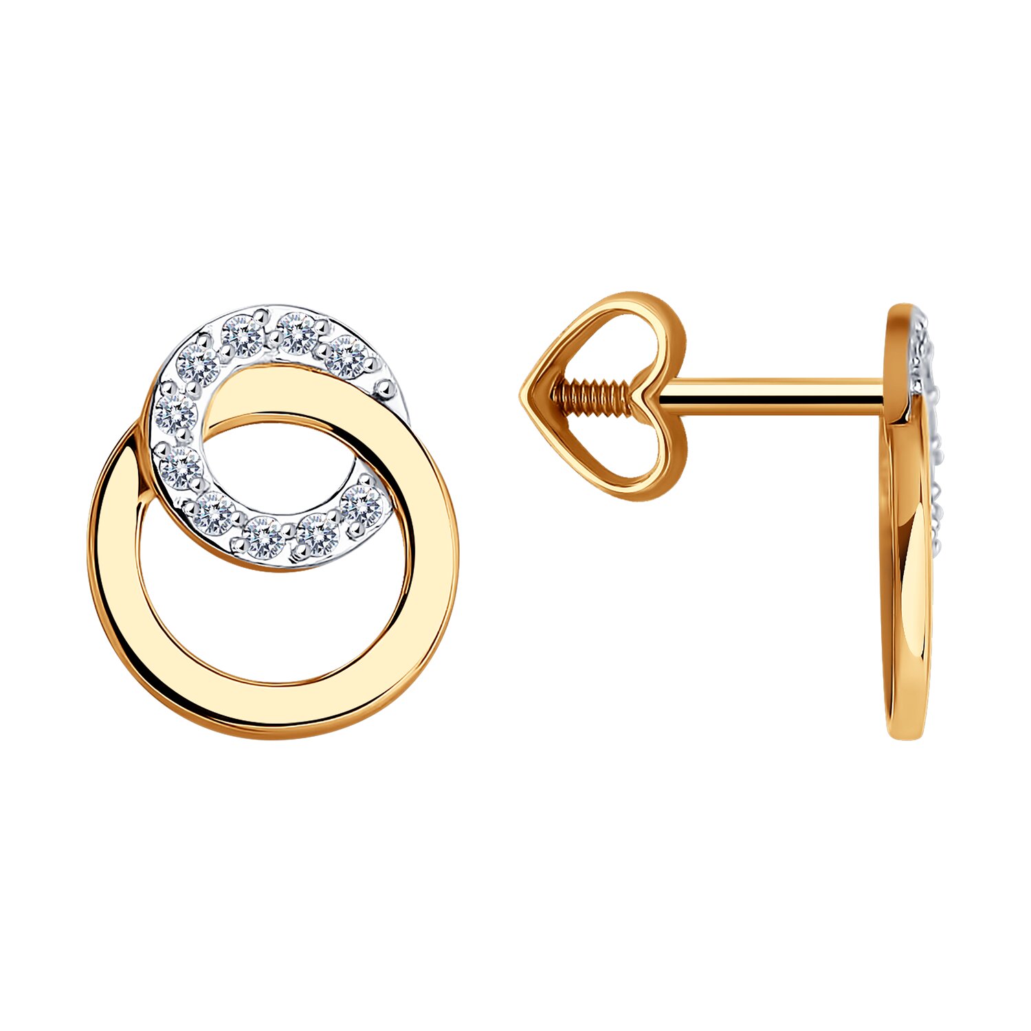 Cercei Sokolov din aur cu zirconii