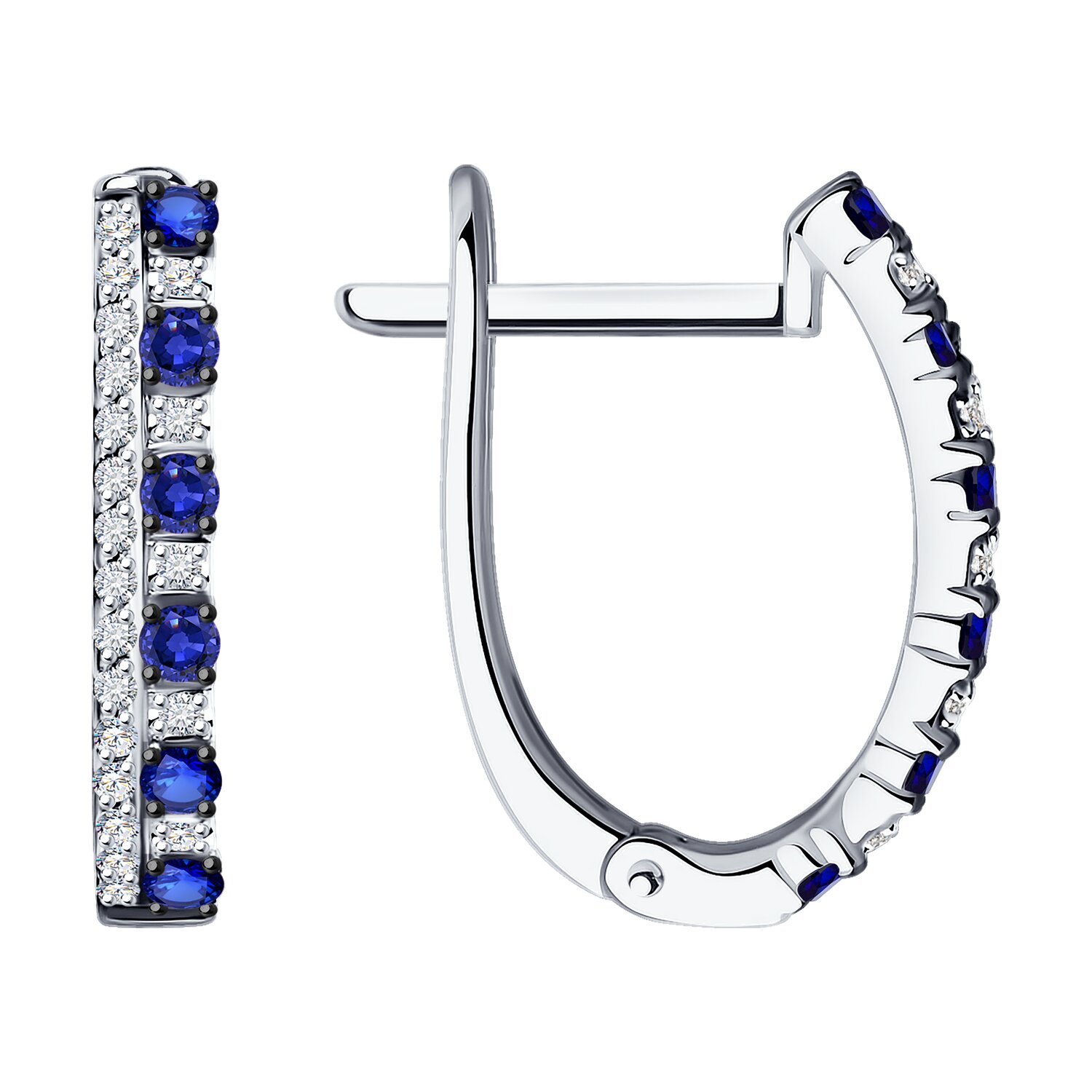 Серьги Sokolov из белого золота с бриллиантами и сапфирами