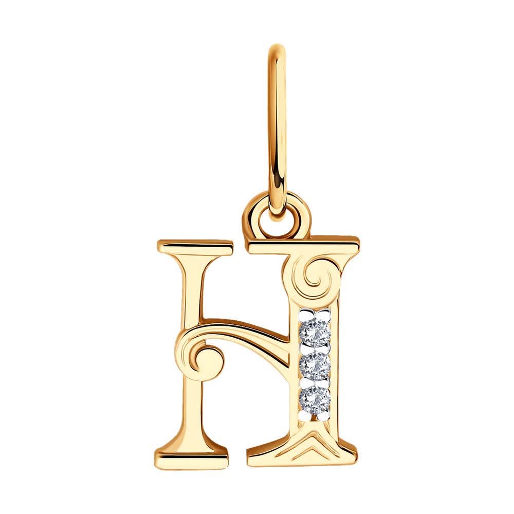 Pandantiv Sokolov din aur cu zirconii