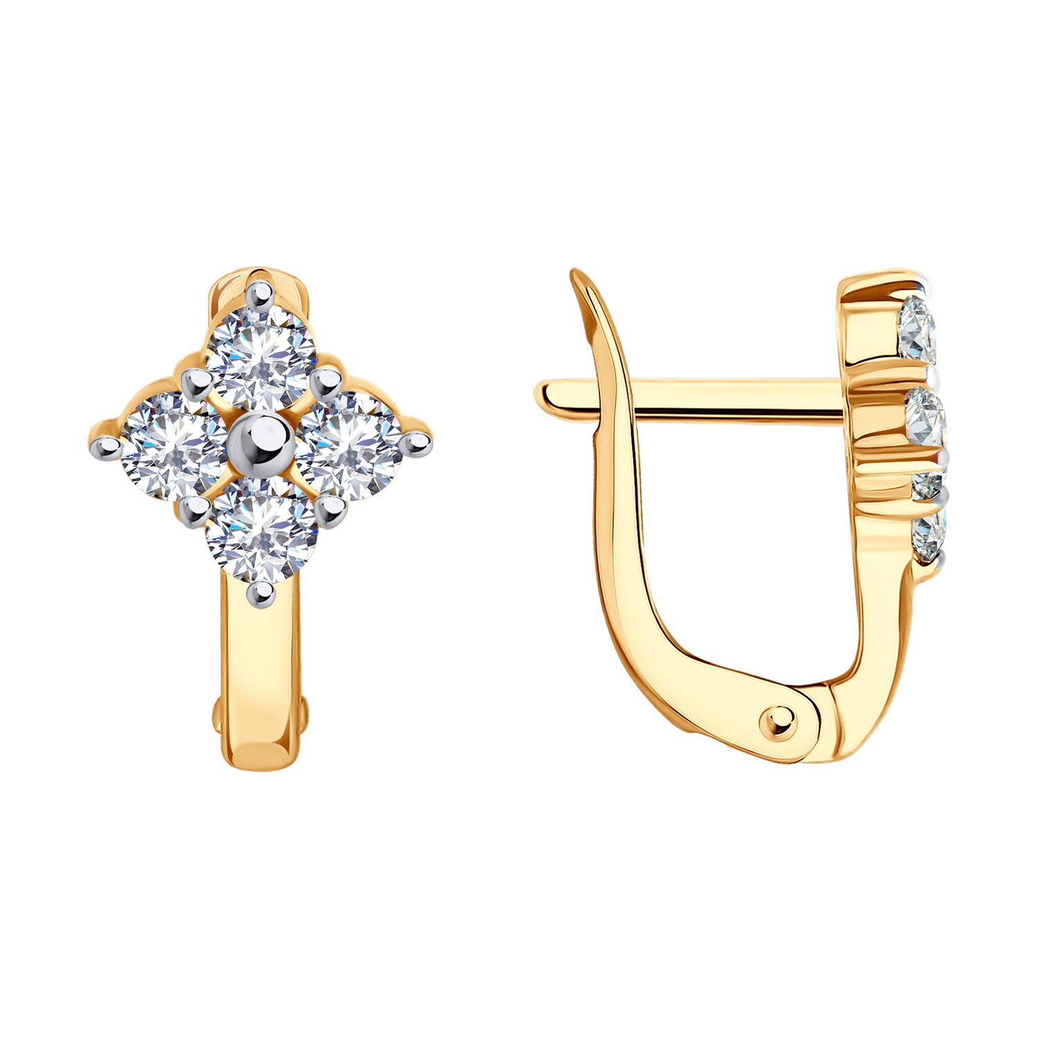 Cercei Sokolov din aur cu zirconii